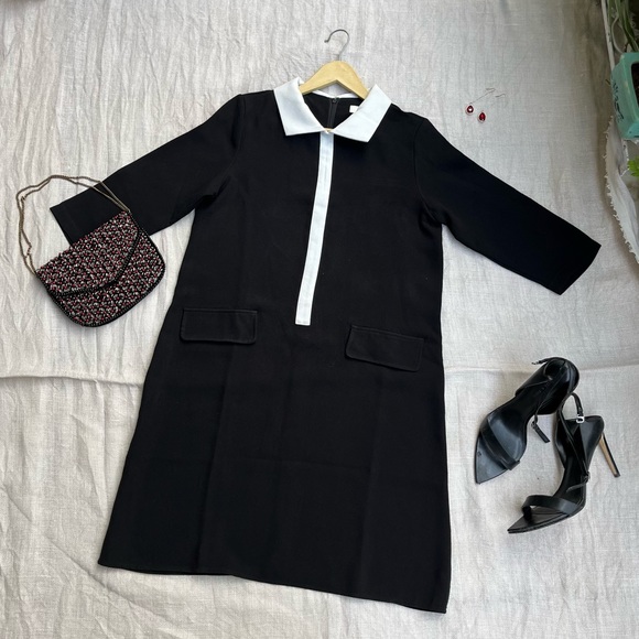 Dresses & Skirts - SOLD ❌ Black Straight Dress with contrast collar